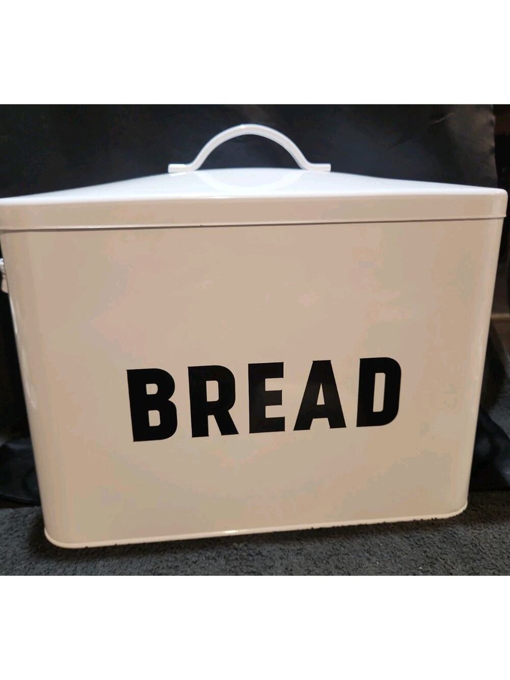 x large Bread Box Keeper Storage Metal White Holds 2 Loaves